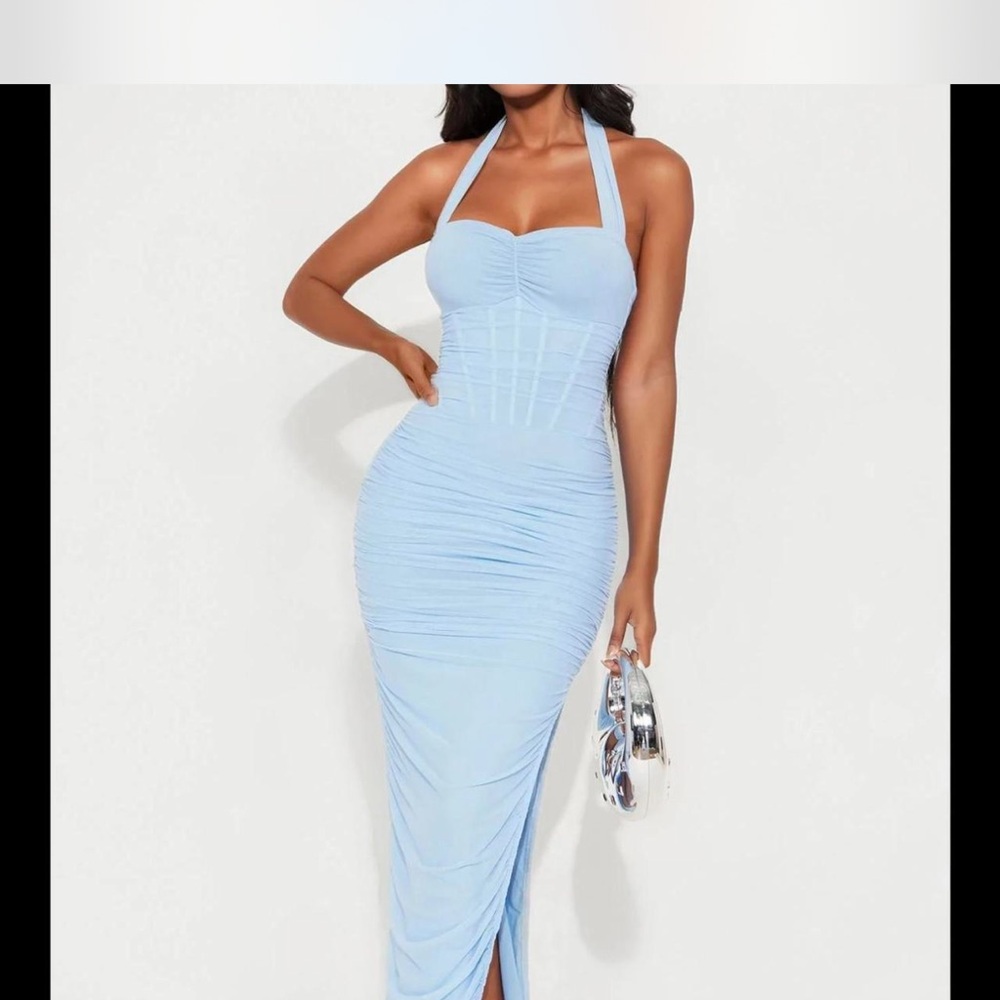 NWT Elegant Blue Halter Dress XL